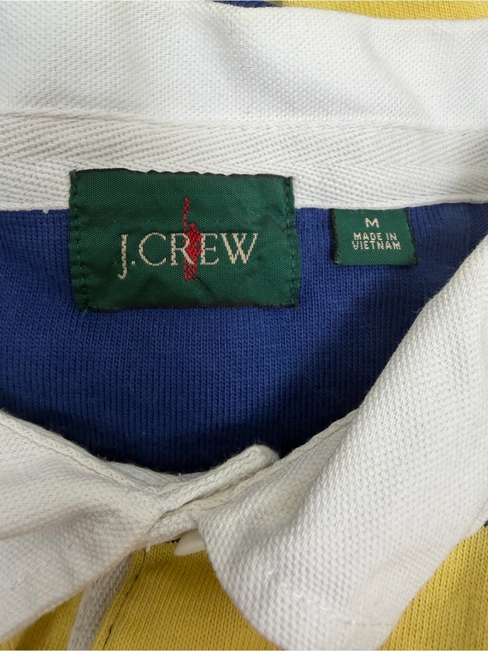 J. Crew | Preppy Short Sleeve Wide-Stripe Rugby Polo Yellow & Blue | M - Picture 6 of 8